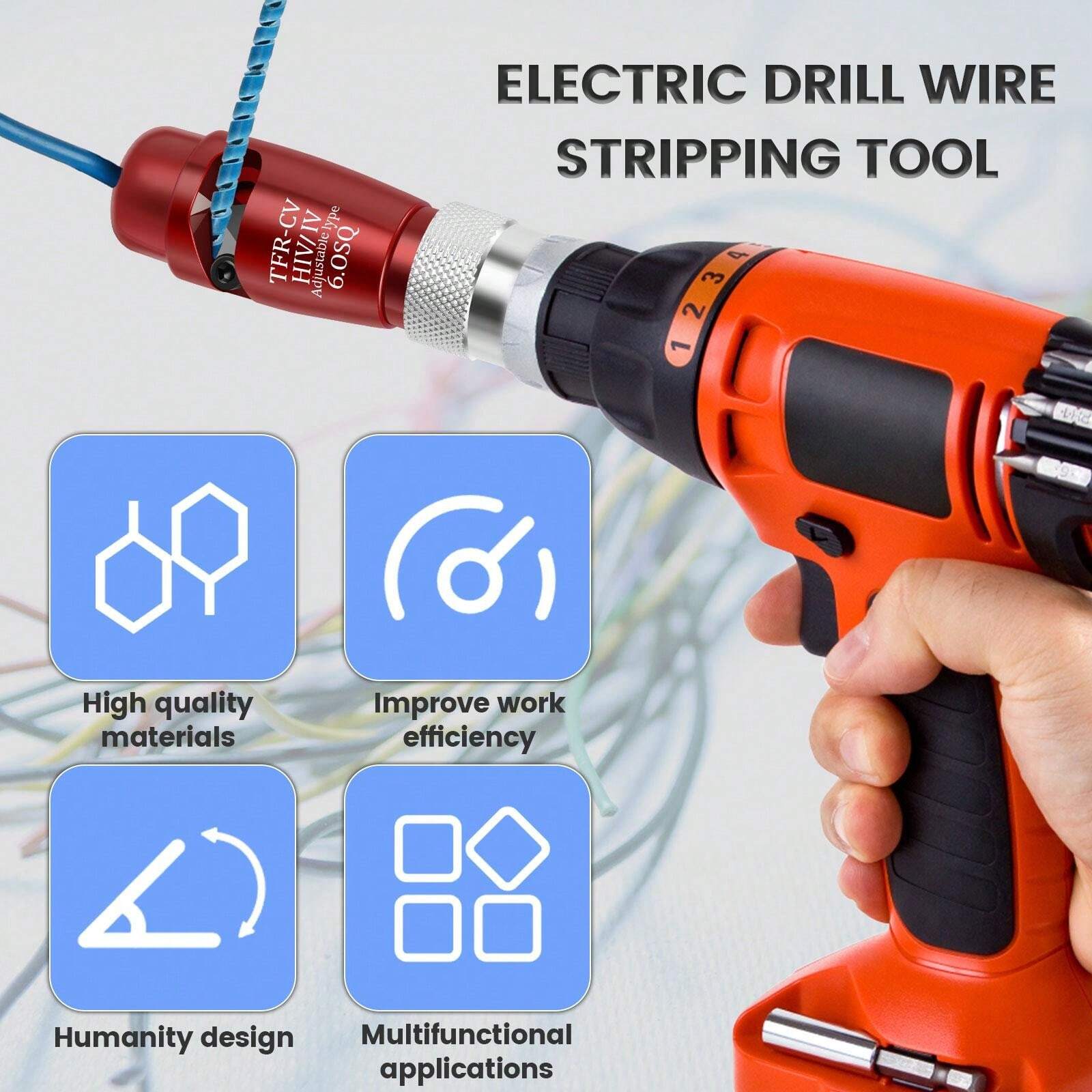 Wire Stripping And Twisting Tool With Wrench Zinc Alloy Drill Cable