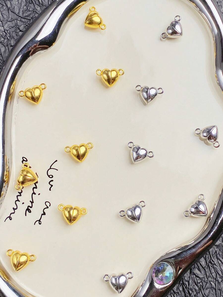 10pcs Magnetic Heart Pendant, Jewelry DIY Accessory, Necklace, Bracelet, Detachable Heart Design