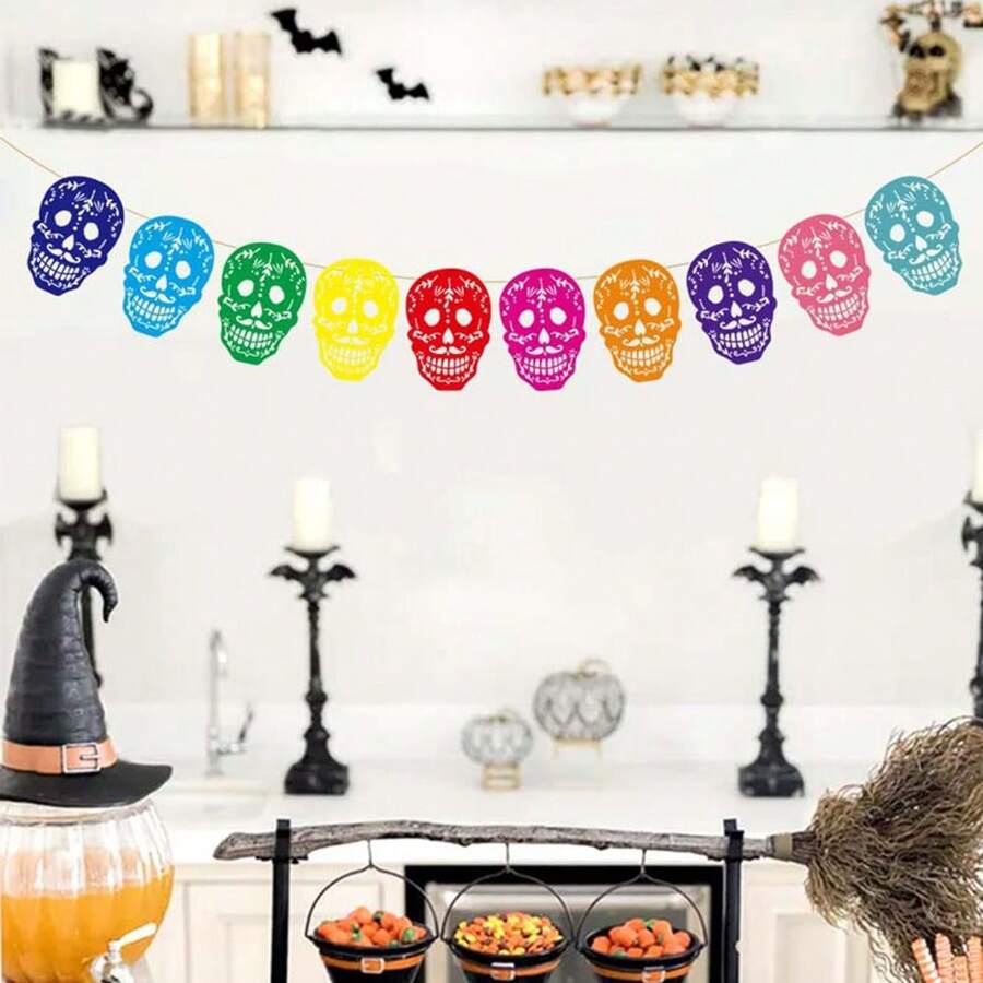 Banderas de gallardetes para decoración de fiesta, banderines de colores, banderas de cintas de fiesta - Multicolor - Ver 1