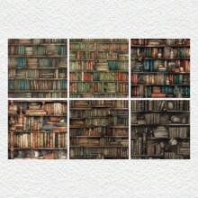 36 Sheets Scrapbook Paper Pad In 6*6'', Art Craft Pattern Paper For Scraping Book Craft Card Stock Paper, DIY Decorative Background Card Making Supplies - Vintage Book Shelf Back To School