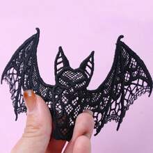 1pc Black & White Milk Silk Bat Cloth Patch, Halloween Decor Applique