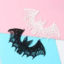 1pc Black & White Milk Silk Bat Cloth Patch, Halloween Decor Applique
