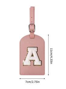 1个PU皮革行李牌，TSA认证，可定制A-Z字母，带隐私保护盖和姓名卡；可爱白色字母组合旅行包牌，男女通用；旅行必备，适用于背包、行李箱、旅行装备、返校书包、学习用品等。