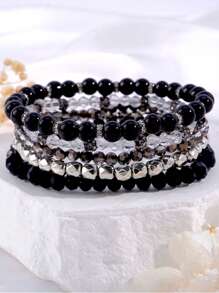 5-6 قطع سوار بنفسجي من الأمثيست الصناعي الكريستالي ، سوار خرز ، سوار مطاطي بنفسجي للتراكب، سوار شفاء السلام الداخلي للرجال والنساء، هدية عيد ميلاد، للارتداء اليومي