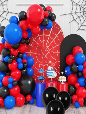 101 pièces Kit d'arche de ballons bleus, noirs et rouges, décoration de fête à thème de ballons rouges, bleus et noirs, décoration d'ambiance pour fête d'anniversaire, Noël