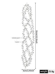 1 件宽仿珍珠和水晶装饰优雅新娘头带，适合婚礼和派对 - 銀色 - 查看 5