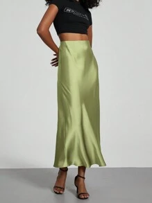 Se-Hore Fashion Women's Elastic Satin Finish Maxi Skirt, Suitable For All Seasons