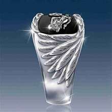 Anillo de motociclista con grabado de pico de águila, estilo punk negro