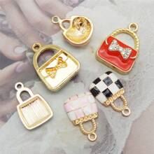 6Pcs Enamel Women Purse Bag Charms Pendant For Jewelry Bracelet Making Craft Findings Bulk