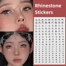 162 件 Y2K 3/4/5/6 毫米面部宝石和泪珠贴纸，带有彩色贝壳泪珠水钻设计，适合节日、美甲、缝纫、拉丁舞、婚礼装饰、音乐活动、电子舞会照片道具、完美的情人节派对造型、单身派对、万圣节派对 - 無色 - 查看 9