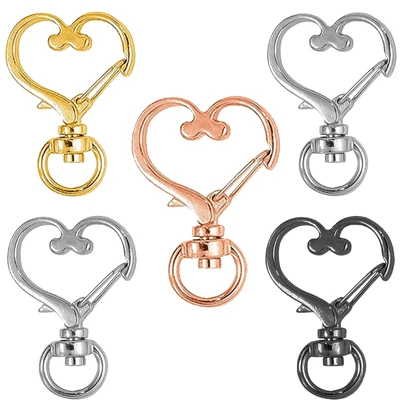 5/10/15/20/30/50/70/100pcs Heart Shaped Rotating Spring Hooks, Metal Spring Clasp Key Chains, Colored Heart Clip Key Ring, Lobster Clasp Detachable Keychain, Suitable For Key Chain Lanyard, Decoration, Jewelry, DIY (4 Colors)