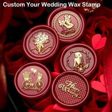 1 件个性化 2.5 厘米圆形蜡封印章 - 密封蜡印章头无手柄定制蜡封印章用于手工制作、信封、礼品包装毕业礼物和婚礼邀请函多功能、紧凑、密封、可重复使用时尚、复古、简约独特、定制圣诞装饰、个性化自墨印章、返校、学校用品 - 金色 - 查看 5