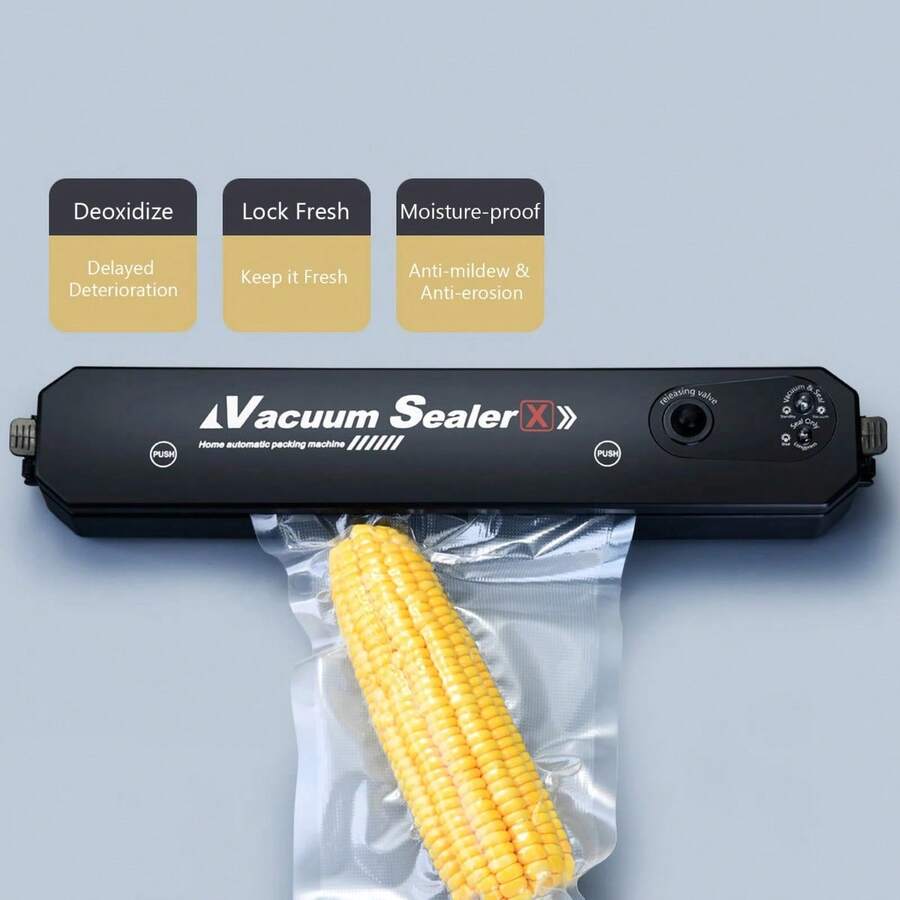 Sellador de Alimentos al Vacío Portátil para Cocina, Máquina de Sellado automático, Almacenamiento de Alimentos, Máquina Selladora de Alimentos, Dispositivo de Vacío, Máquina de Envasado para Conservación de Alimentos, con Modo Seco y Húmedo, 10 Bolsas de Vacío Incluidas para Alimentos. - Multicolor - Ver 1