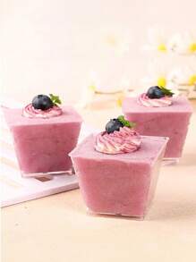 35 件可重复使用的方形透明塑料甜点杯，迷你甜点杯，适合夏日派对、聚会、蛋糕杯、布丁杯 - 透明 - 查看 4