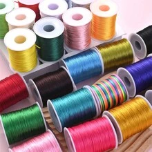 100m/Rolo Cordão Trançado de Nylon de 1,5mm para Nós Chineses, Acabamento, Fabricação de Joias, Pulseiras e Colares