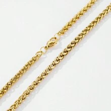 ZG YING ZHOU ZGYZ 1 件时尚潮流 18K 金色不锈钢玉米链、灯笼链、麦穗链、婚礼/周年纪念/生日礼物、适合毛衣的曲线项链 - 金色 - 查看 3