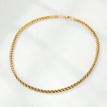 ZG YING ZHOU ZGYZ 1 件时尚潮流 18K 金色不锈钢玉米链、灯笼链、麦穗链、婚礼/周年纪念/生日礼物、适合毛衣的曲线项链 - 金色 - 查看 2