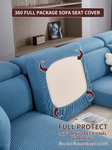 1件装弹力沙发套，防水防滑，四季通用，可机洗，宠物友好，适用于卧室和客厅的L型及1/2/3/4座沙发，柔软面料家具保护套 - 寶藍色 - 查看 8