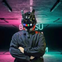 Gothic Punk Helmet Mask For Men Motorcycle Futuristic Techwear Mask Cosplay Halloween Party Music Accessories - Red - View 2