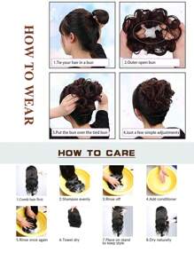 1个凌乱发髻波浪卷发髻发圈假发接发合成发髻，适合女性和女孩，混合金色和灰金色棕色蓬松盘发发髻假发片 - 彩色 - 查看 11