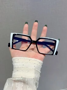 1pc Women's Fashionable Square Eyeglass Frame, Glasses, Face-Flattering, Skin-Enhancing