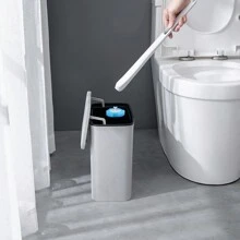 1件一次性马桶刷套装长柄清洁刷带可更换刷头含浓缩清洁液家用浴室马桶清洁套装带支架浴室配件套装 - 彩色 - 查看 3