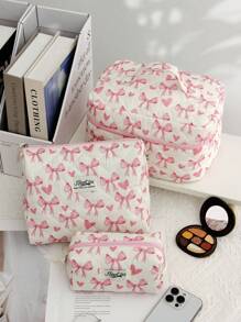 1pc/Set Cute Floral Zipper Lipstick Bag, Travel Makeup Bag, Multi-Functional Cosmetic Organizer Bag, Handbag, Bathroom Shower Wallet, Portable Makeup Brush Holder Bag With Zipper Closure, Can Store Lipstick, Makeup Brushes, Skincare, Phone, Coins, Cosmetic Bag, Cosmetic Organizer, Valentine's Day Gift Make Up Bag - Multicolor - View 2