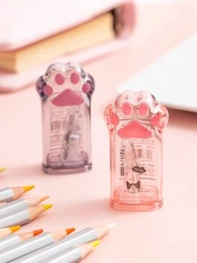 1 pieza Sacapuntas en forma de pata de gato, sacapuntas manual de lápiz como regalo, sacapuntas rotatorio mini, multifuncional, diseño acrílico creativo, regalo de papelería - Multicolor - Ver 1
