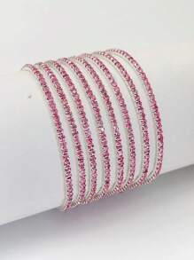 8pcs/10pcs/20pcs/30pcs Rhinestone Beaded Elastic Tennis Bracelet For Women, Fashionable & Versatile, Full Color Options - Elastic Bracelet - View 15