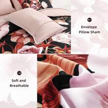 7 Pieces Purple Floral Comforter Sets Full Queen King Bed In A Bag,Elegant Flower Comforter With Sheet Set, Soft Microfiber Bedding Set For Wedding Items,Valentines Day Home Bed Room Decor,Mothers Day Gift,All Season - 紅色 - 查看 5