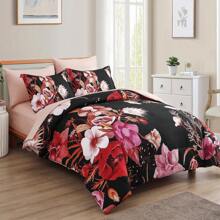 7 Pieces Purple Floral Comforter Sets Full Queen King Bed In A Bag,Elegant Flower Comforter With Sheet Set, Soft Microfiber Bedding Set For Wedding Items,Valentines Day Home Bed Room Decor,Mothers Day Gift,All Season - 紅色 - 查看 3