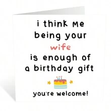 1pc Unique & Heartfelt Birthday Card For Husband From Wife - Express Your Thanks With A Humorous Message, Special Sentimental Greetings, Complete With Envelope - Multicolor - View 3