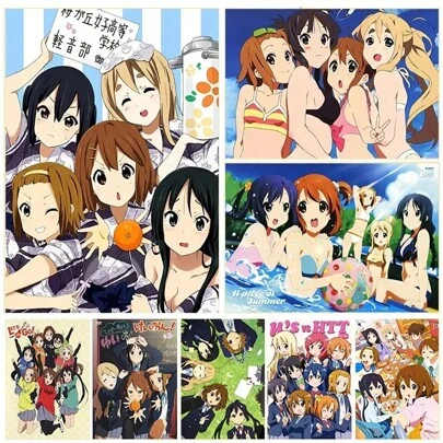 1 件日本经典动漫音乐 K-On！海报印刷可爱美少女乐队高清 4K 帆布画墙画家居客厅装饰可选画框
