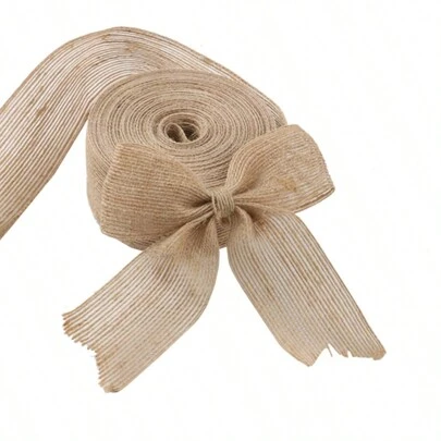 5M/196inch 1.96inch/5cm Natural Jute Burlap Fabric Ribbon Roll Crafts DIY Wired Handwork Home Ribbon Wedding Making Wrapping Christmas Gift Wrap Fall Wreaths Decoration Easter Ribbon Decor