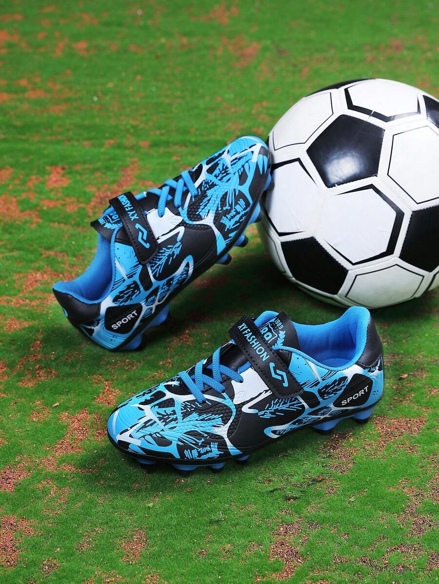 Unisex Youth Long Studs TPU Sole Grass Field Anti-Kick Football Shoes, Rubber Sole For Daily Training & Professional Soccer Shoes - Blue - View 1