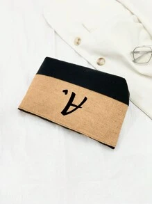 1 套，带肩带的首字母图案手提包和化妆包，带侧袋的个性化礼品包，带围巾的沙滩包，旅行简易储物袋，旅行化妆包：非常适合户外美容！心形字母图案，是一份很棒的礼物，适合妈妈、老师、朋友、便携式休闲收纳手提包、多功能购物袋、新设计、购物的理想选择、单肩包、情侣、日常使用、约会、度假、海滩、旅行、通勤、学生、野餐、露营、超市、日常收纳、大容量女士包（拉链款式随机） - 卡其色 - 查看 7
