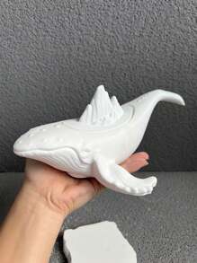 1 件装大鲸鱼储物盒模具蜡烛容器花盆混凝土硅胶模具可爱乌龟石膏环氧树脂模具 - 白色 - 查看 10