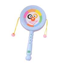 1 pieza Juguete musical de tambor con silbato y sonaja, instrumento de percusión de mano, sonaja, tambor chino, tambor de percusión abdominal, regalo pequeño tranquilizador y creativo (color aleatorio) - Multicolor - Ver 1