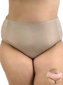 Kit 2 Plus Size Women's Panties High Waisted Comfort In Romantic With Lace On The Sides - Nhiều màu - Xem 1