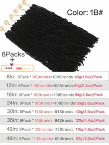 1-6Packs Soft Locs Crochet Hair, Pre Looped Faux Locs Crochet Braids, Goddess Locs Dreadlocs Synthetic Hair For (Natural Black) - Black - View 2