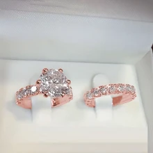 2 Stücke elegante stapelbare Ringe mit glänzendem Zirkonia besetzt, Symbol für Schönheit und Adel, Verlobungs-/Eheringe, Luxusschmuck