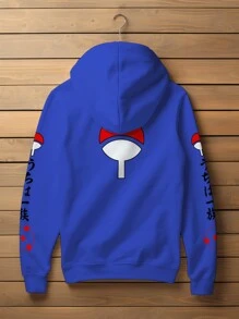 Kangaroo Print Sweatshirt Sasuke Uchiha Kakashi Cloud - Xanh đậm - Xem 1