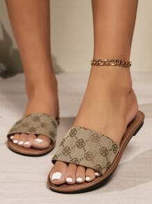 Color-Block Flat Sandals Women Summer New Euroamerican Flat Casual Beach Slippers Bohemian Style Sports Slides