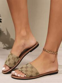 Color-Block Flat Sandals Women Summer New Euroamerican Flat Casual Beach Slippers Bohemian Style Sports Slides