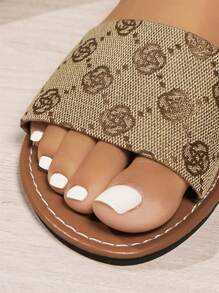 Color-Block Flat Sandals Women Summer New Euroamerican Flat Casual Beach Slippers Bohemian Style Sports Slides