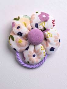 2 件随机颜色宠物毛发配饰，花卉图案发圈，适用于狗和猫