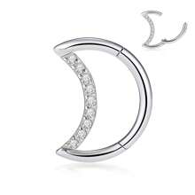 1 pièce Boucles d'oreilles hélix/daith en forme de lune pour femmes et hommes, anneau de clicker de septum, boucles d'oreilles créoles