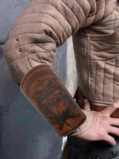 1pc Medieval Costume Accessories Wristbands, Renaissance Stage Play Props Straps Leather Sleeves, Role-Playing Accessories Christmas Halloween