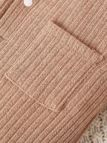 6 pezzi Completo casual per neonati maschi composto da body a girocollo tinta unita e berretto, autunnale