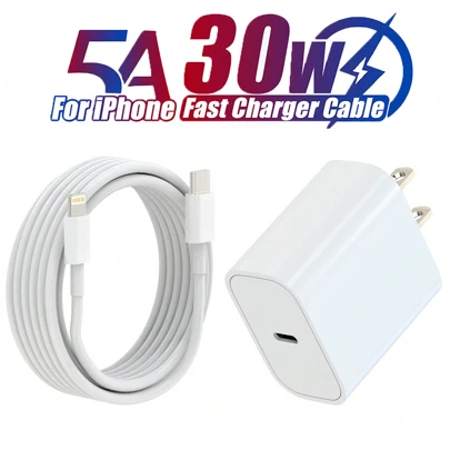 Kit de carga rápida de 30W para iPhone [Cargador de pared USB-C + Cable Tipo C a Lightning de 3.3ft/100cm] Compatible con iPhone 14/13/12/11/XR/XS/XS Max Series